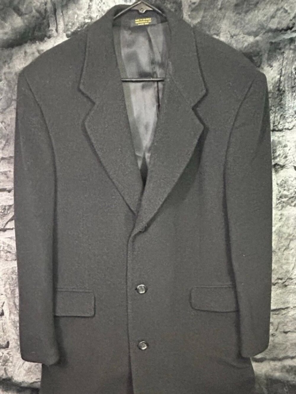 VINTAGE Silver Cloud Men’s Cashmere Over Coat Black Italian Wool 42 R
